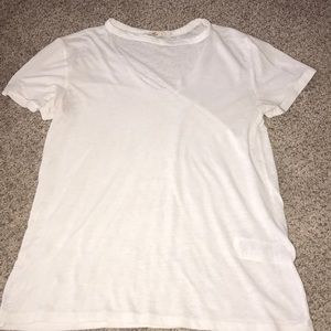 White cut v neck shirt